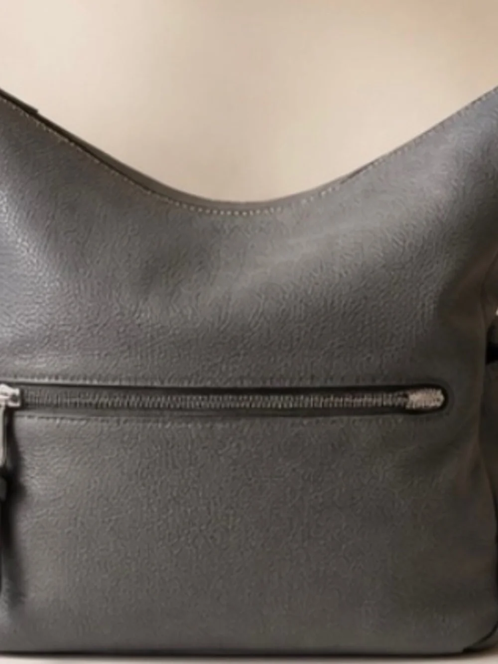 Coach Pebbled Leather Zip Shoulder Bag Purse – Charcoal Gray